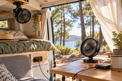 Ventilateurs 12 V et USB installés dans un camping-car
