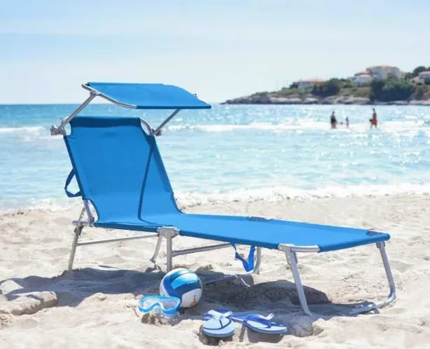 transat chaise de plage pliante avec pare soleil