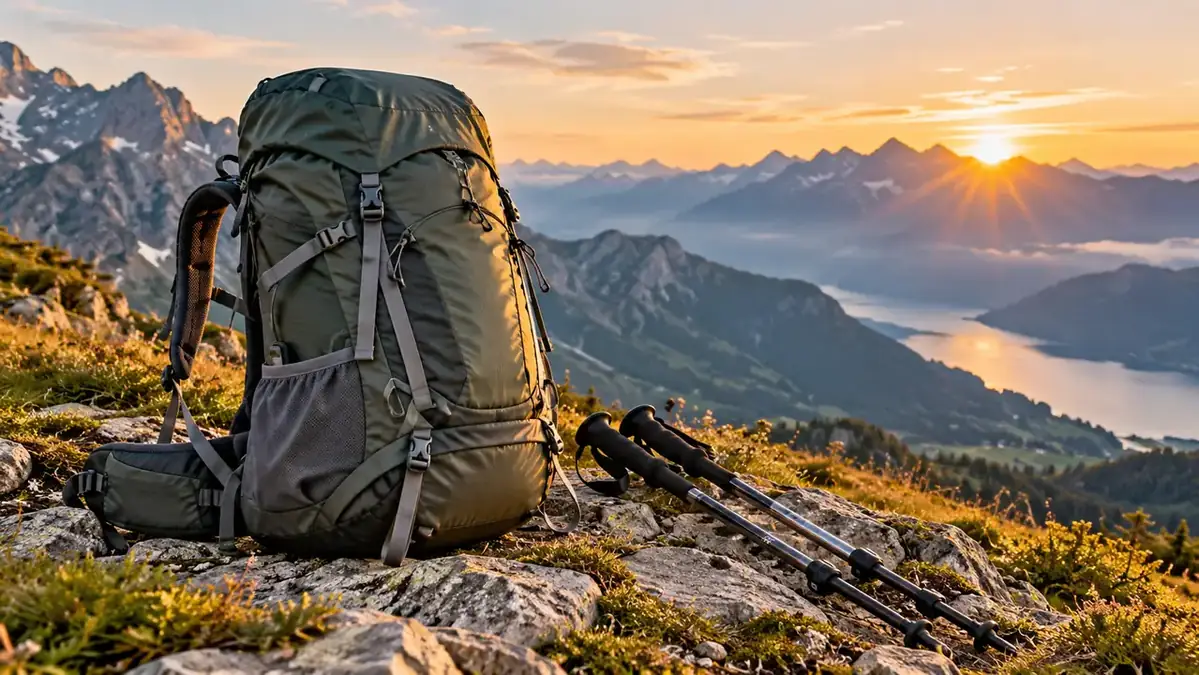 Sac à dos de randonnée sur un sentier de montagne