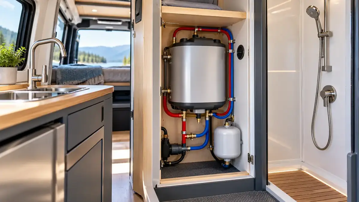 Chauffe-eau installé dans un camping-car