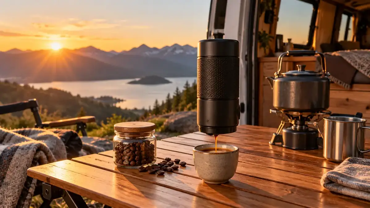 Cafetière espresso portable au camping