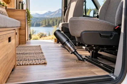 Aspirateur compact dans un camping-car