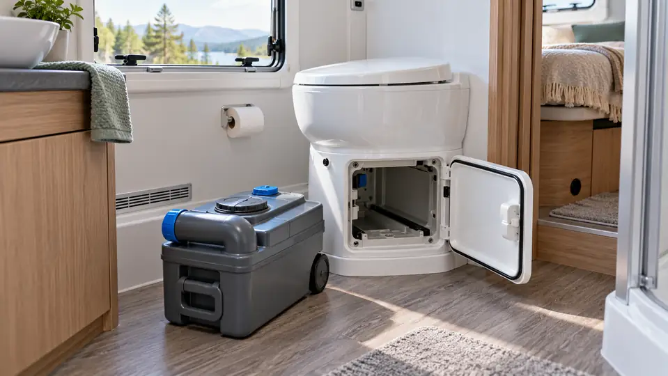 Cassette WC amovible dans un camping-car