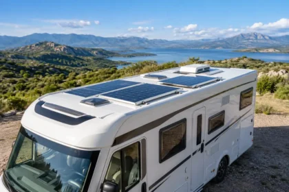 Panneaux solaires installés sur un camping-car