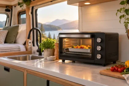Mini-four électrique dans une cuisine de camping-car