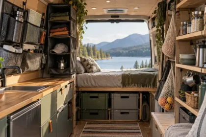 Rangements organisés à l’intérieur d’un camping-car